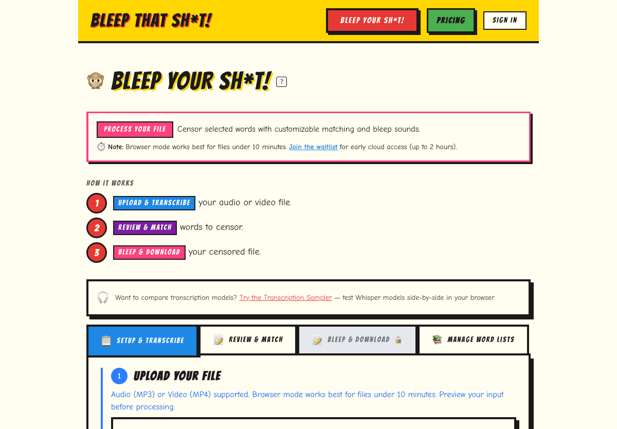 Upload a video to censor online